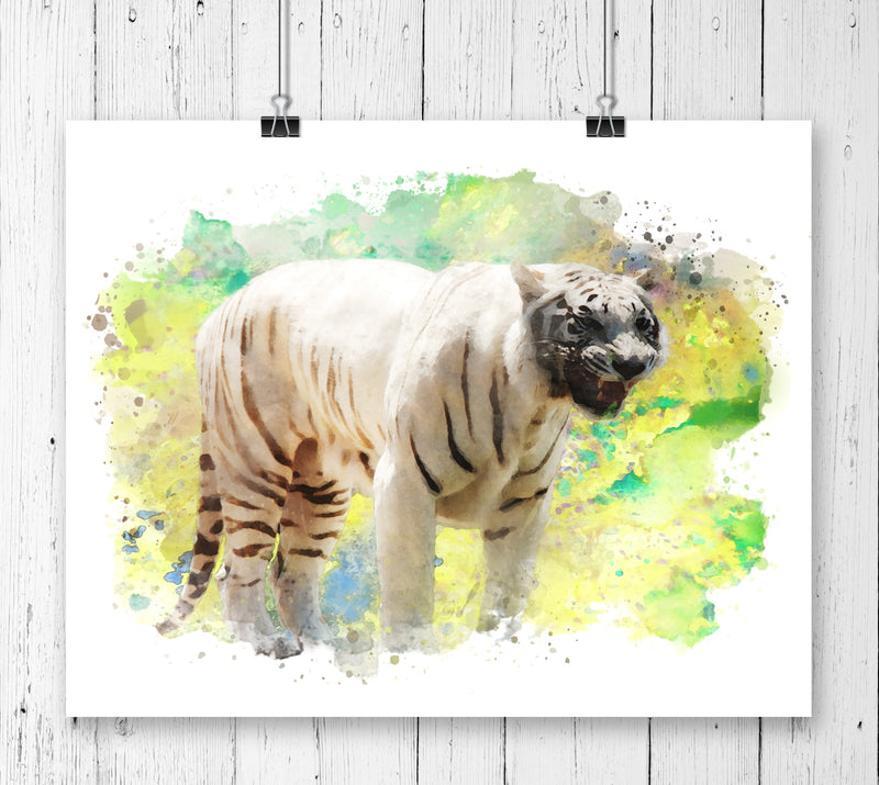 White Tiger Watercolor Art Print - Unframed - Zuzi's