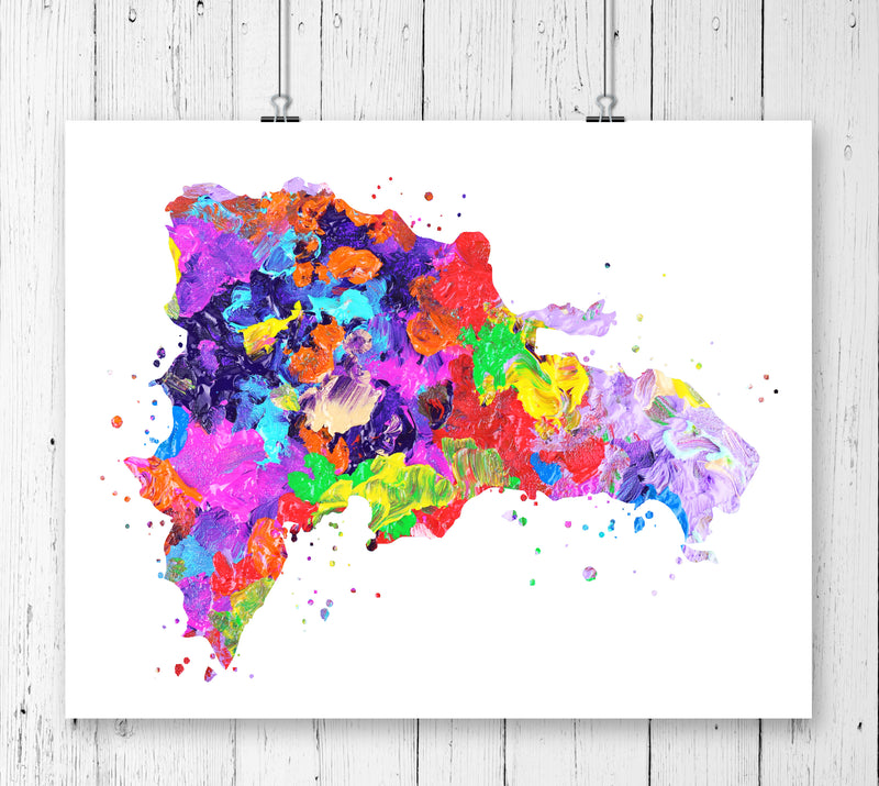 Dominican Republic Map Art Print - Unframed - Zuzi's