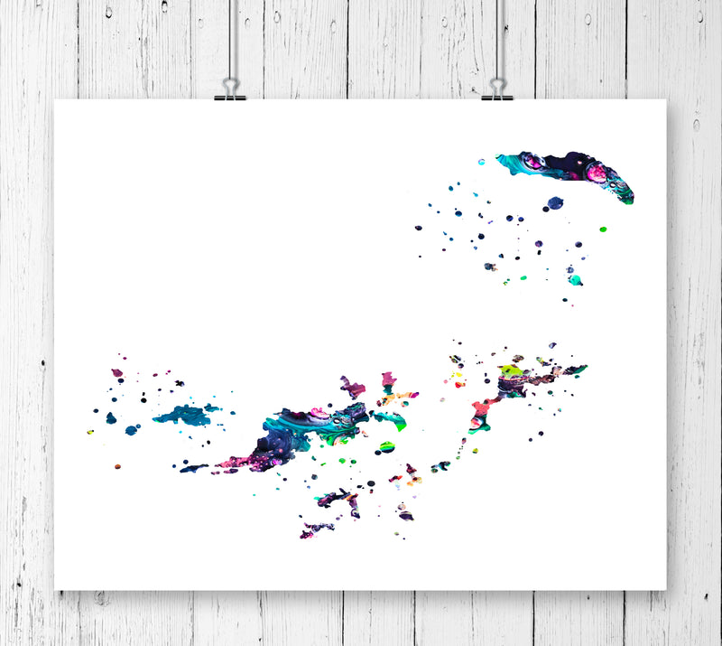 British Virgin Islands Map Art Print - Unframed - Zuzi's