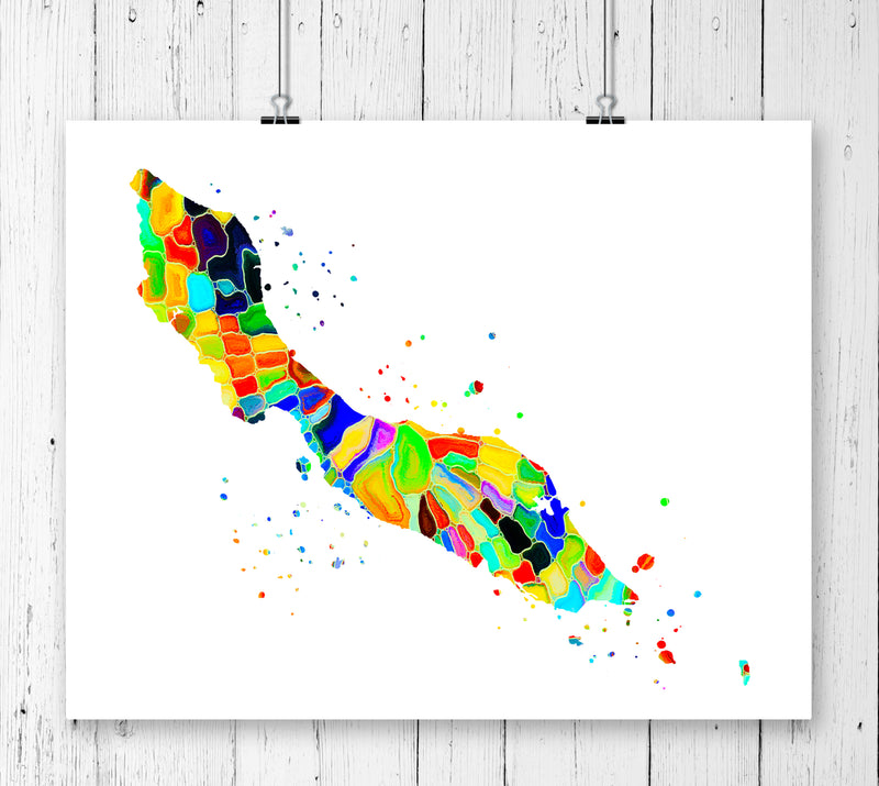 Curacao Map Art Print - Unframed - Zuzi's