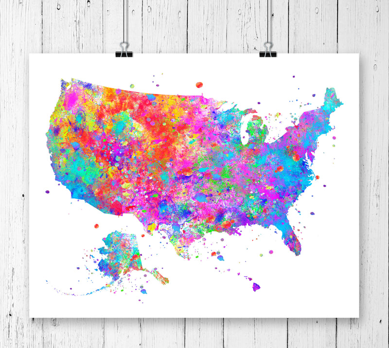 United States Map Art Print - Unframed - Zuzi's