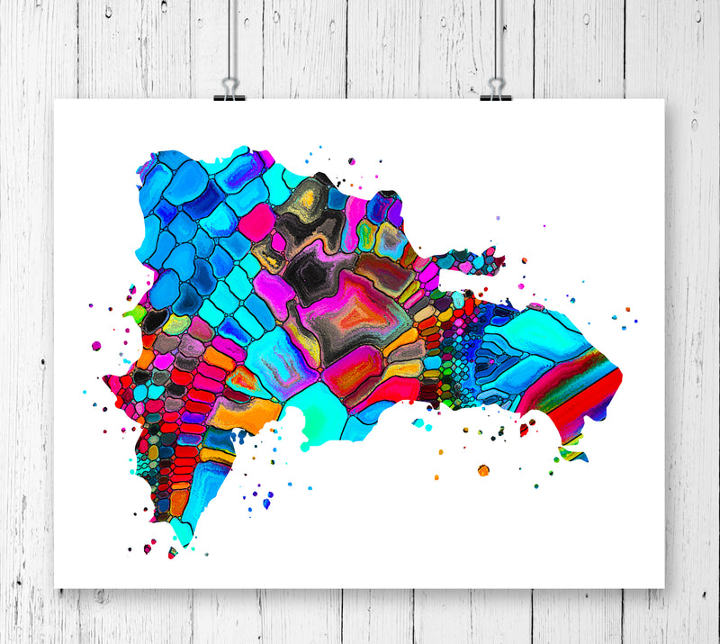 Dominican Republic Map Art Print - Unframed - Zuzi's