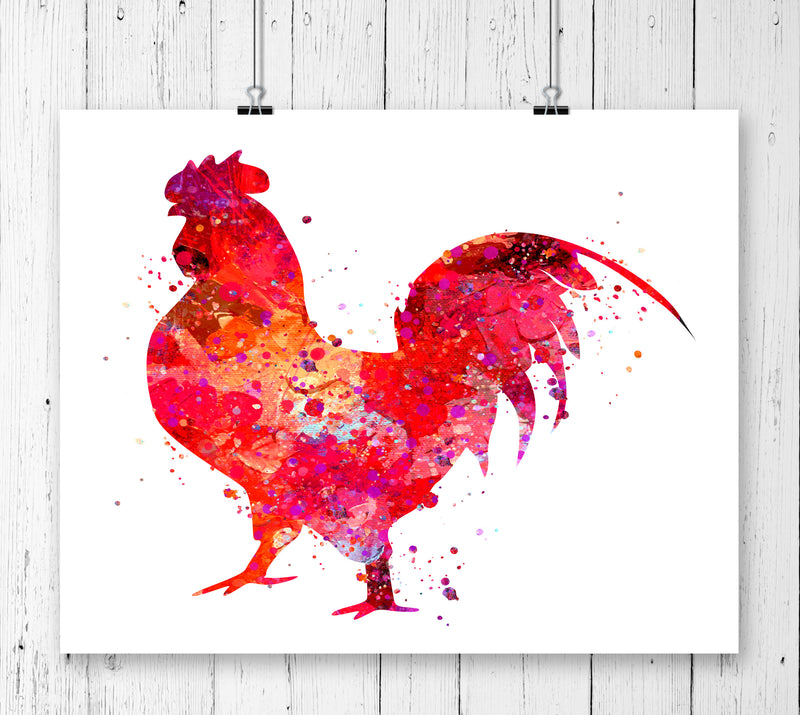 Rooster Watercolor Art Print - Unframed - Zuzi's