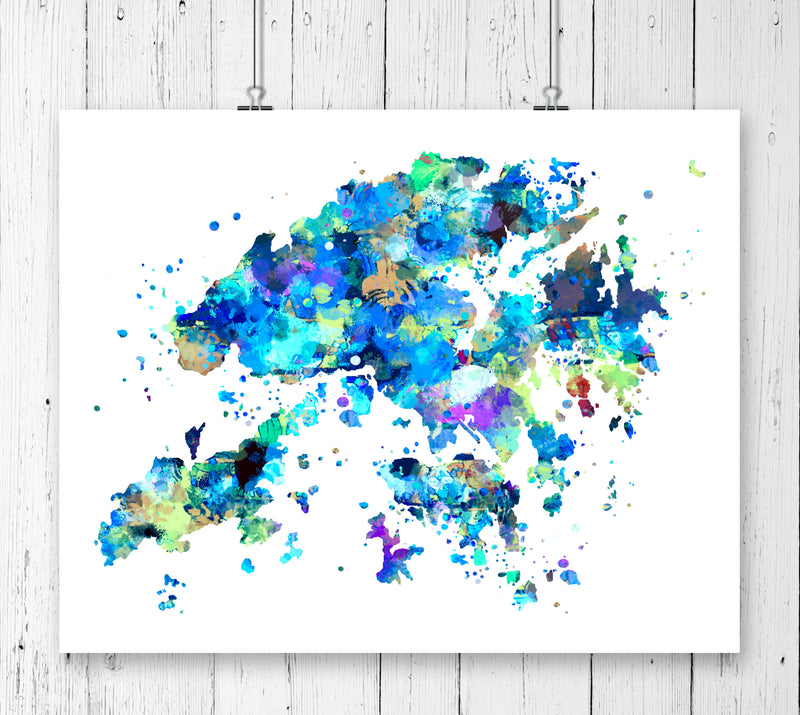 Hong Kong Map Art Print - Unframed - Zuzi's