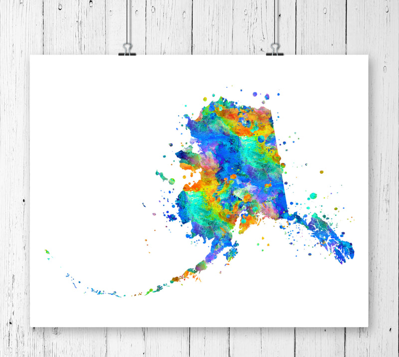 Alaska Map Art Print - Unframed - Zuzi's