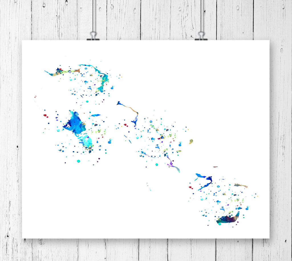 Bahamas Map Art Print - Unframed - Zuzi's