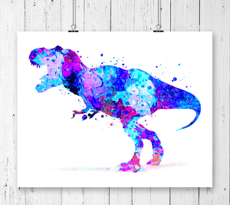 T-Rex Dinosaur Watercolor Art Print - Unframed - Zuzi's