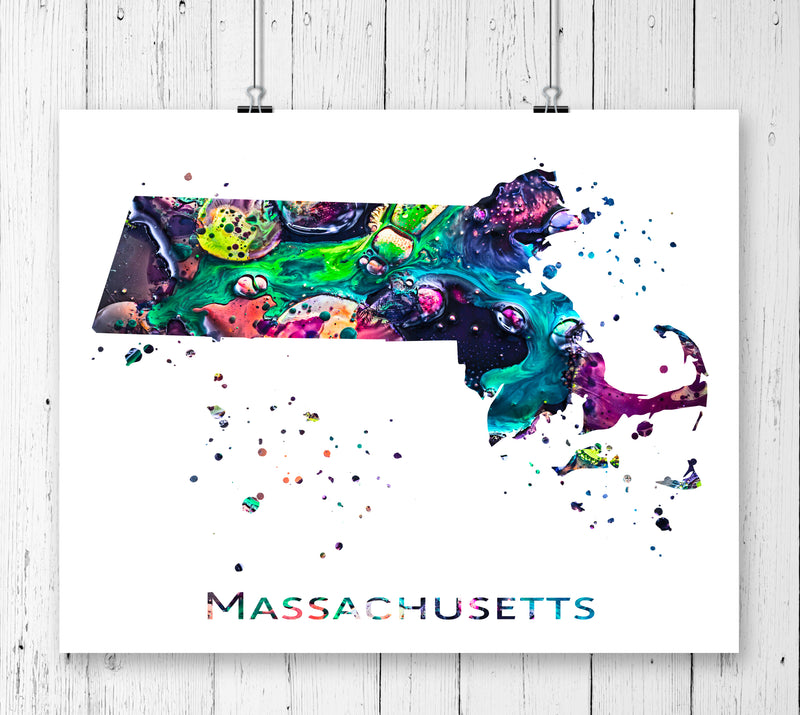 Massachusetts Map Art Print - Unframed - Zuzi's