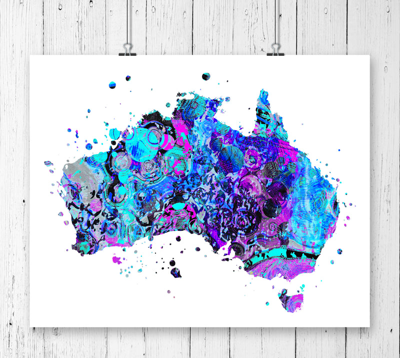 Australia Map Art Print - Unframed - Zuzi's