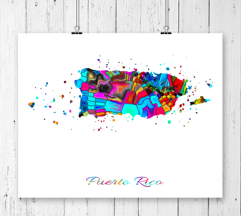 Puerto Rico Map Art Print - Unframed - Zuzi's