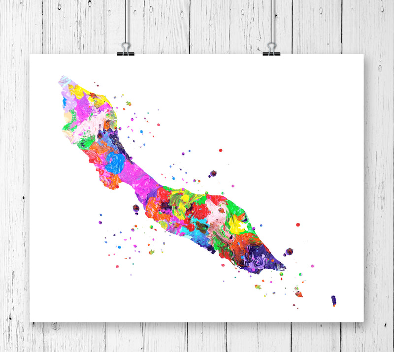 Curacao Map Art Print - Unframed - Zuzi's