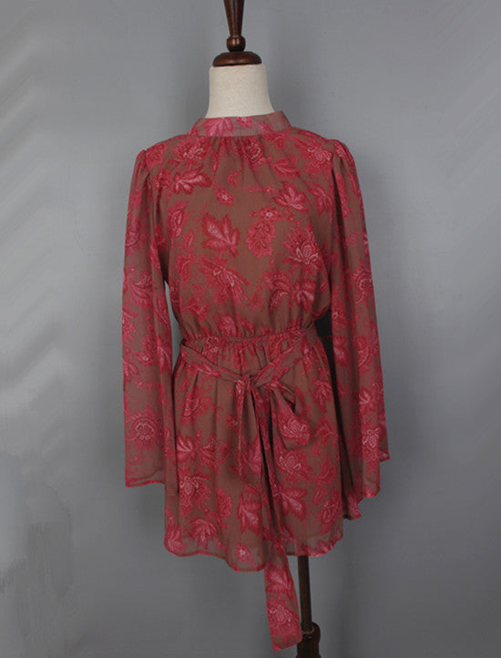 Chiffon print backless rompers - Zuzi's