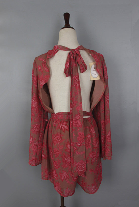 Chiffon print backless rompers - Zuzi's