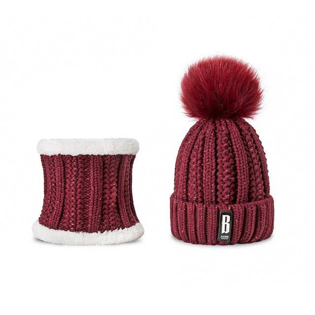 Fashion Winter Hat & Scarf Set For Women, Warm Beanie, Ring Scarf Multiple Colors - Zuzi's