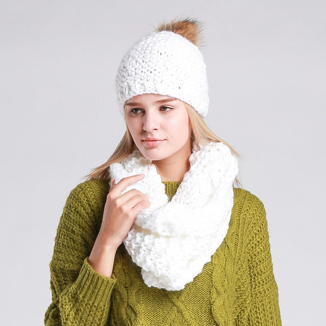 Knitted Hat  and Collar Set Multiple Colors - Zuzi's