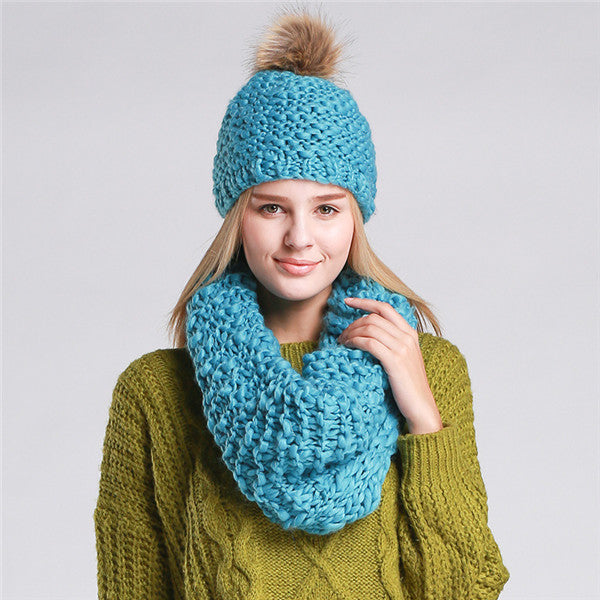 Knitted Hat  and Collar Set Multiple Colors - Zuzi's