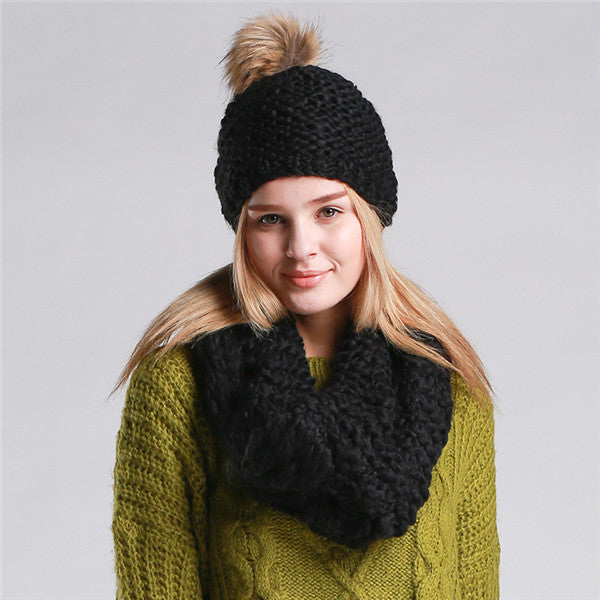 Knitted Hat  and Collar Set Multiple Colors - Zuzi's