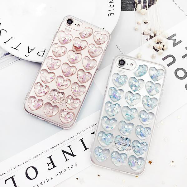 Glitter 3D Love Heart Transparen iPhone Case - Zuzi's