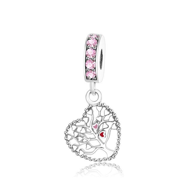 .925 Sterling Silver Pink Red Heart Charm Bead Fit Original Pandora Charm Bracelet - Zuzi's