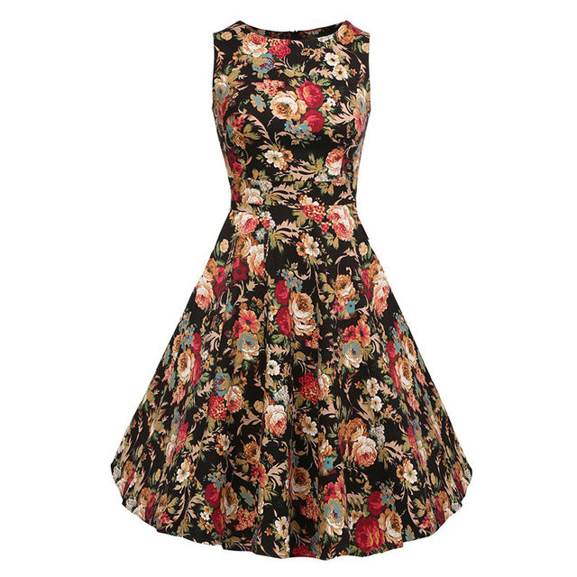 Floral Print Sleeveless Dress Multiple Colors - Zuzi's