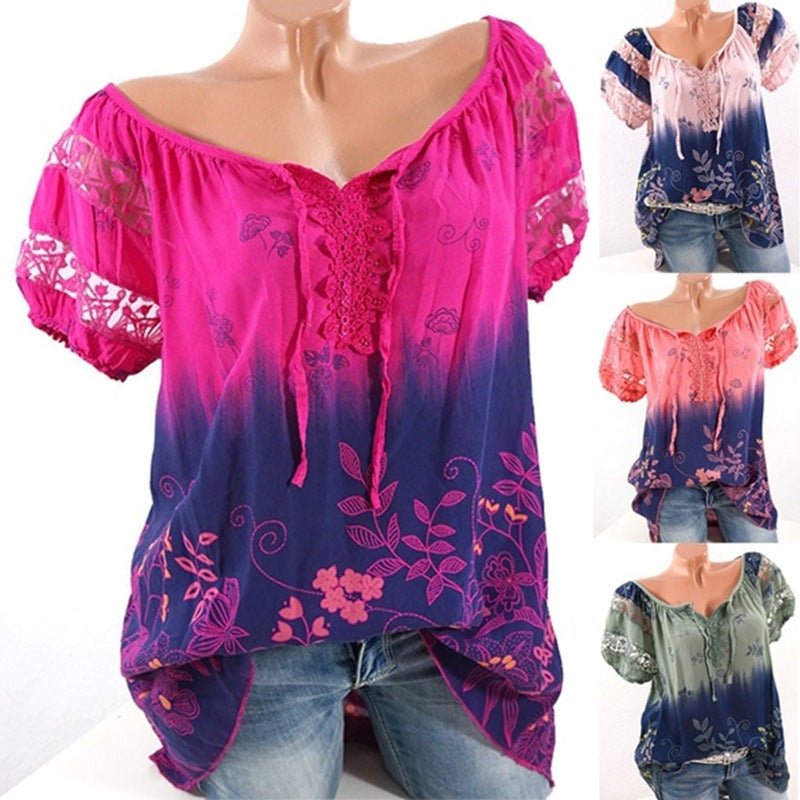 Floral Tie Lace Up Women Blouse - Zuzi's