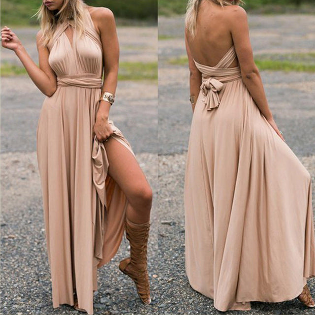 Wrap Convertible Boho Maxi  Dress Multiple Colors - Zuzi's