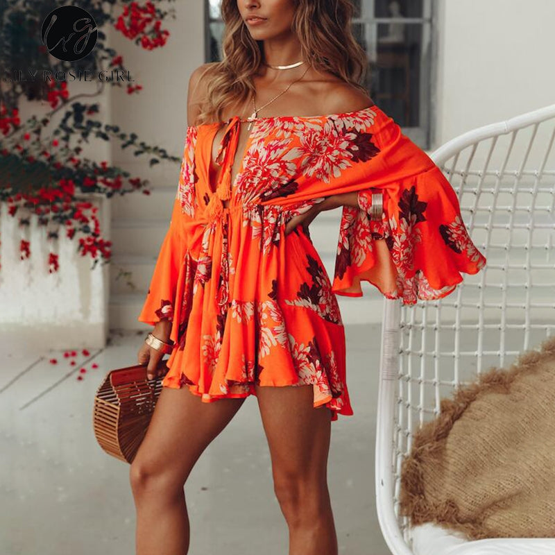 Off Shoulder Flare Sleeve Jumpsuit Romper - Zuzi's