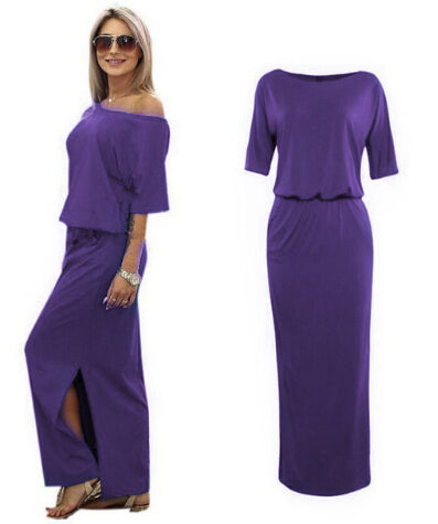 Boho Short Sleeve Side Slit Maxi Dress - Zuzi's