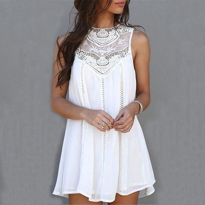 White Lace Mini  Dress - Zuzi's