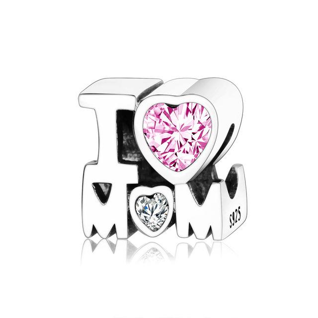 .925 Sterling Silver Pink Red Heart Charm Bead Fit Original Pandora Charm Bracelet - Zuzi's