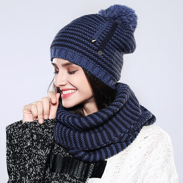 Knitted Hat And Scarf Set Multiple Colors - Zuzi's