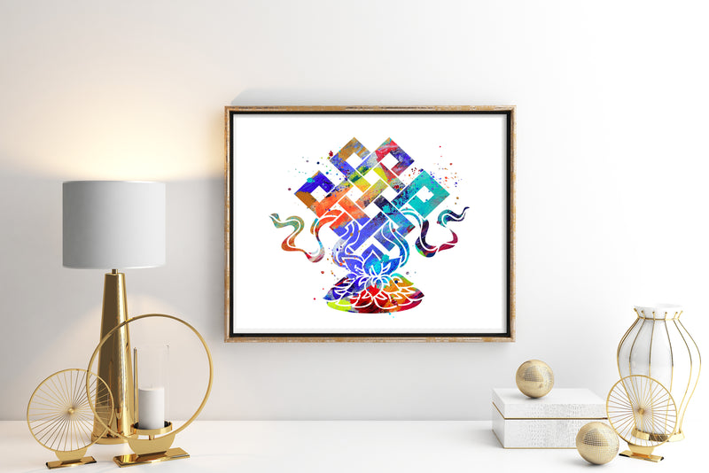 Eternal Knot Lotus Lucky Charm Art Print - Unframed - Zuzi's