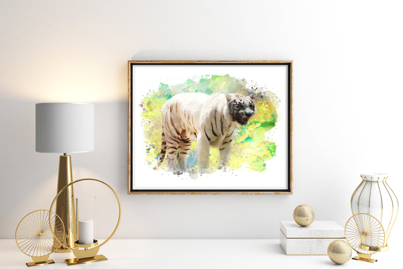 White Tiger Watercolor Art Print - Unframed - Zuzi's