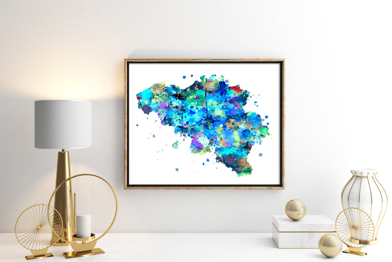 Belgium Map  Watercolor Art Print - Unframed - Zuzi's