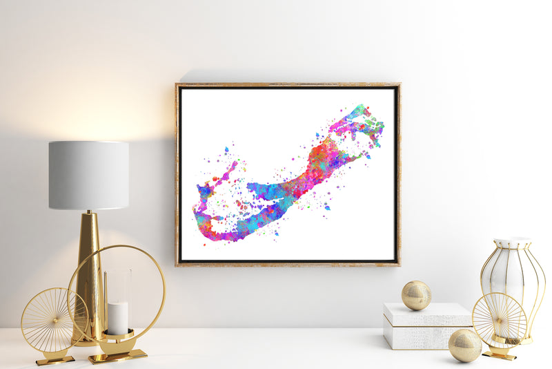 Bermuda Map Art Print - Unframed - Zuzi's