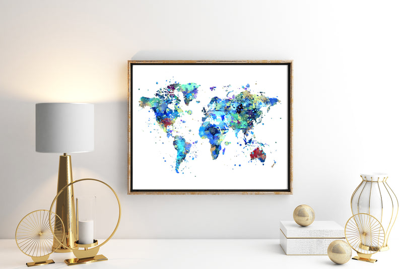 World Map Watercolor Art Print - Unframed - Zuzi's