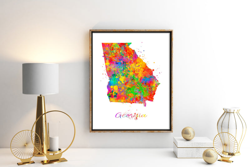 Georgia Map Watercolor Art Print - Unframed - Zuzi's