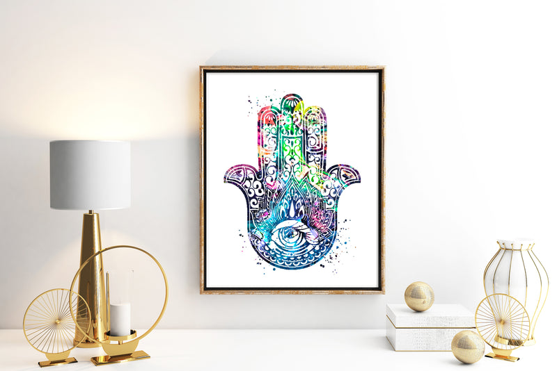 Hamsa Hand Watercolor Art Print - Unframed - Zuzi's