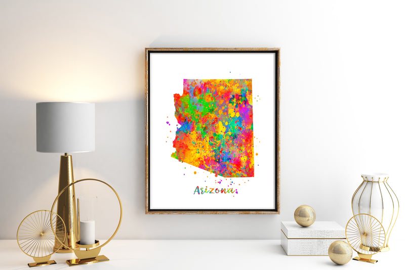 Arizona Map Watercolor Art Print - Unframed - Zuzi's