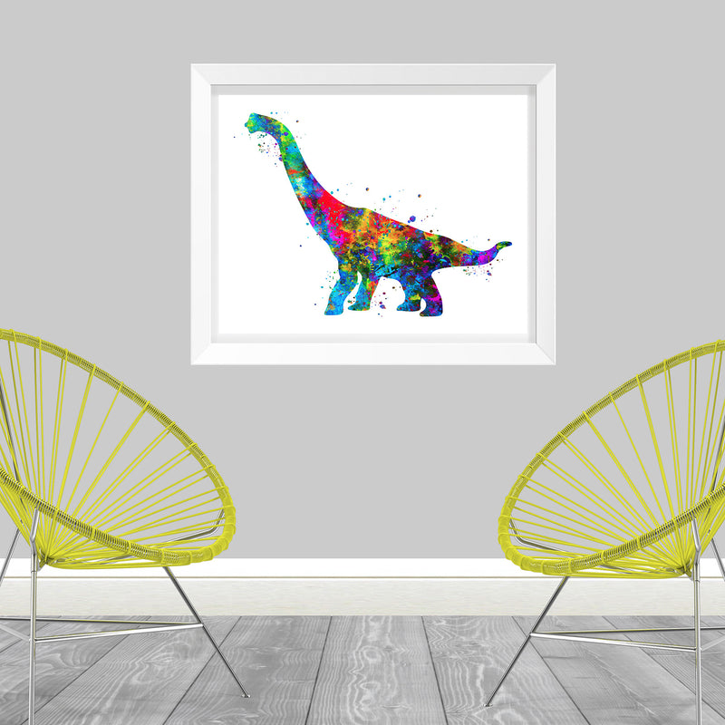 Brachiosaurus Dinosaur Watercolor  Art Print - Unframed - Zuzi's